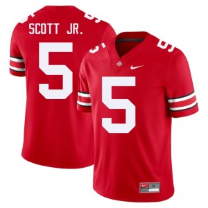 Scarlet #5 Aaron Scott Jr. Men Stitched Jersey | Ohio State Buckeyes Officially Licensed NCAA Football Edition 75636015