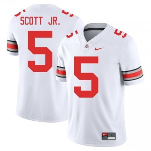 Aaron Scott Jr. #5 White Men Stitch Jersey | Pro-Grade Ohio State Player Football Gear 46094382