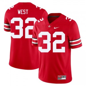 Scarlet #32 Isaiah West Men Embroidery Jersey | Ohio State Buckeyes Genuine High School Football Edition 71651828