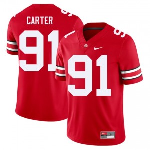 Scarlet #91 Jarquez Carter Men Stitched Jersey | Ohio State Buckeyes Gameday University Football Edition 20210155