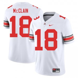 Jaylen McClain #18 White Men Stitched Jersey | Officially Licensed Ohio State University Football Gear 41165298