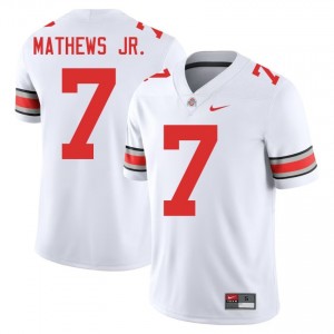 Jermaine Mathews Jr. #7 White Men Stitched Jersey | Elite Ohio State NCAA Football Gear 26167689