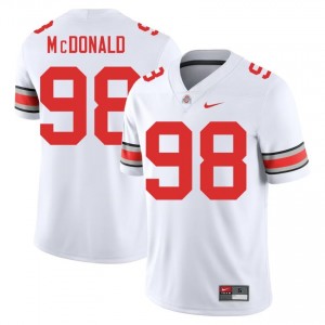 Kayden McDonald #98 White Men Stitched Jersey | Pro Cut Ohio State University Football Gear 93963341