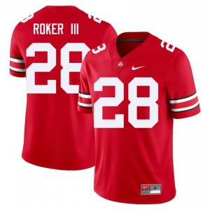 Scarlet #28 Leroy Roker III Men Embroidery Jersey | Ohio State Buckeyes Pro Cut College Football Edition 43690559