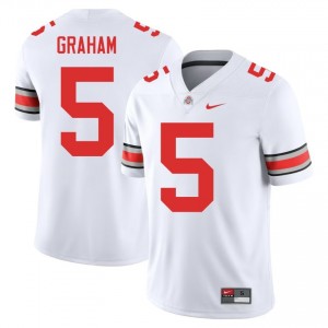Mylan Graham #5 White Men Stitch Jersey | Moisture Wicking Ohio State Player Football Gear 68162222