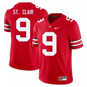 Scarlet #9 Tavien St. Clair Men Stitch Jersey | Ohio State Buckeyes Pro-Grade Player Football Edition 76618264