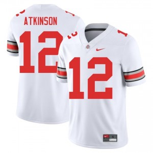 Beau Atkinson #12 White Men Stitched Jersey | Elite Ohio State University Football Gear 84802980