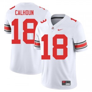 Cam Calhoun #18 White Men Stitched Jersey | Licensed Ohio State NCAA Football Gear 62595390