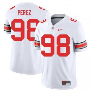 Jamir Perez #98 White Men Stitched Jersey | Licensed Ohio State University Football Gear 24844052
