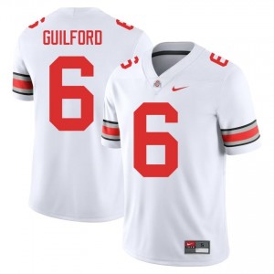 Jerquaden Guilford #6 White Men Stitched Jersey | Authentic Ohio State NCAA Football Gear 88434210
