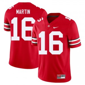 Scarlet #16 Justyn Martin Men Stitched Jersey | Ohio State Buckeyes Authentic NCAA Football Edition 50673700