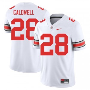 Simeon Caldwell #28 White Men Stitched Jersey | Pro Cut Ohio State University Football Gear 99729512
