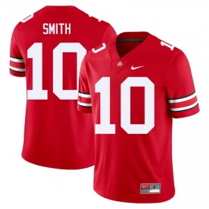 Scarlet #10 Troy Smith Men Embroidery Jersey | Ohio State Buckeyes Durable High School Football Edition 79553645