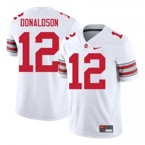 CJ Donaldson #12 White Men Embroidery Jersey | Pro Cut Ohio State Buckeyes 2026 College Football Gear 31399590