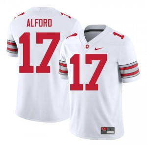 Tarvos Alford #17 White Men Stitch Jersey | Licensed Ohio State 2026 University Football Gear 10340216