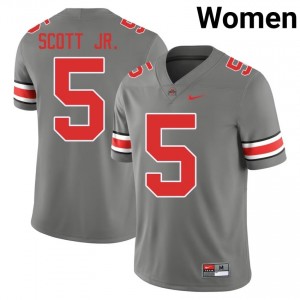 Grey #5 Aaron Scott Jr. Women Stitch Jersey | Ohio State Buckeyes Premium Player Football Edition 63111937