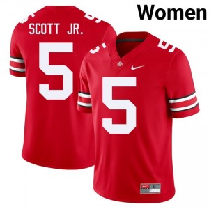 Aaron Scott Jr. #5 Scarlet Women Embroidery Jersey | Licensed OSU College Football Gear 66208676