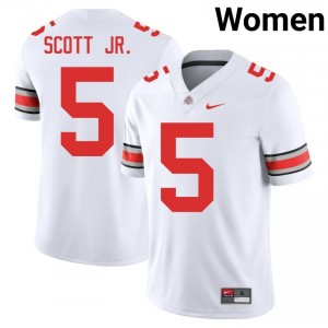 Buckeyes Aaron Scott Jr. #5 White Women NCAA Jersey | Gameday Stitched Football Uniform 19682178