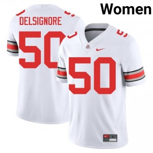 Buckeyes Alec DelSignore #50 White Women High School Jersey | Gameday Embroidery Football Uniform 27678586