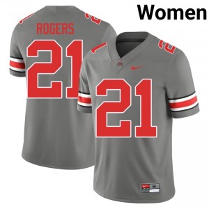 Grey #21 Anthony Rogers Women Stitch Jersey | Ohio State Buckeyes Iconic Player Football Edition 96410532