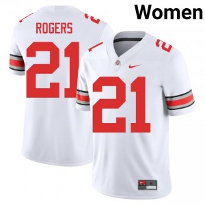 Buckeyes Anthony Rogers #21 White Women NCAA Jersey | Durable Stitched Football Uniform 90170618