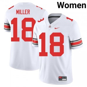 Buckeyes Bodpegn Miller #18 White Women University Jersey | Limited Stitched Football Uniform 69292691