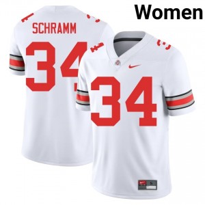 Buckeyes Brennen Schramm #34 White Women College Jersey | Premium Embroidery Football Uniform 86988943