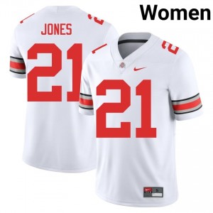 Buckeyes Brenten Jones #21 White Women NCAA Jersey | Pro Cut Stitched Football Uniform 14625252