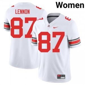 Buckeyes Brody Lennon #87 White Women College Jersey | Classic Embroidery Football Uniform 87423326