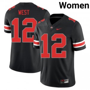 Bryce West #12 Black Women Stitch Jersey | Classic Ohio State Player Football Gear 25165943