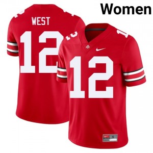 Bryce West #12 Scarlet Women Stitched Jersey | Elite Thread OSU University Football Gear 14296832