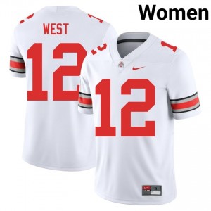 Buckeyes Bryce West #12 White Women College Jersey | Exclusive Embroidery Football Uniform 31052553