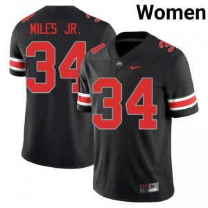 Bukari Miles Jr. #34 Black Women Stitched Jersey | Genuine Ohio State University Football Gear 53261270