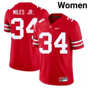 Bukari Miles Jr. #34 Scarlet Women Stitched Jersey | Fresh OSU NCAA Football Gear 46591724