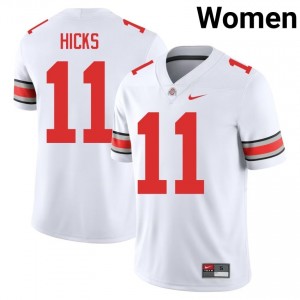 Buckeyes C.J. Hicks #11 White Women University Jersey | Elite Stitched Football Uniform 23142020