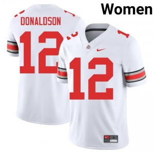 Buckeyes CJ Donaldson #12 White Women High School Jersey | Licensed Embroidery Football Uniform 64789224