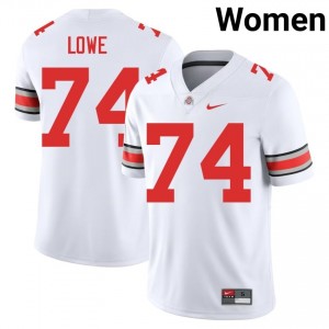 Buckeyes Carter Lowe #74 White Women University Jersey | Licensed Stitched Football Uniform 66864280