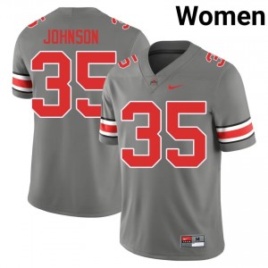 Grey #35 Collin Johnson Women Stitched Jersey | Ohio State Buckeyes Licensed NCAA Football Edition 70661115