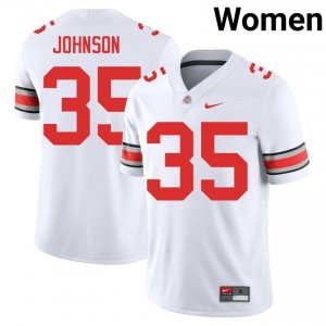 Buckeyes Collin Johnson #35 White Women College Jersey | Elite Embroidery Football Uniform 38225930