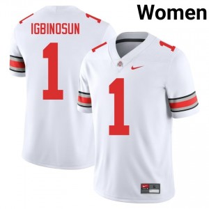 Buckeyes Davison Igbinosun #1 White Women University Jersey | Elite Thread Stitched Football Uniform 92096638