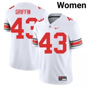 Buckeyes Diante Griffin #43 White Women Player Jersey | Essential Stitch Football Uniform 31044658