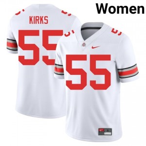 Buckeyes Dominic Kirks #55 White Women NCAA Jersey | Elite Thread Stitched Football Uniform 62520529
