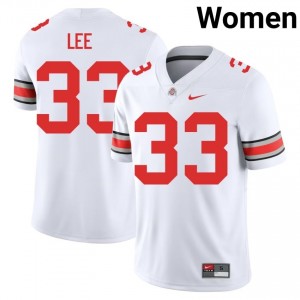 Buckeyes Eli Lee #33 White Women NCAA Jersey | Iconic Stitched Football Uniform 62119125