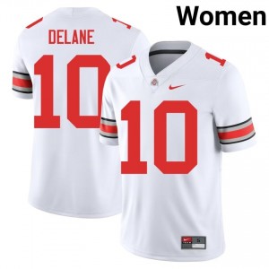 Buckeyes Faheem Delane #10 White Women NCAA Jersey | Limited Stitched Football Uniform 16468755