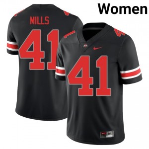 Grant Mills #41 Black Women Stitched Jersey | Ohio State University Football Gear 35484459