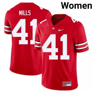 Grant Mills #41 Scarlet Women Stitched Jersey | Durable OSU NCAA Football Gear 56849105