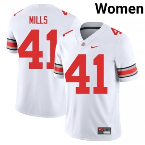 Buckeyes Grant Mills #41 White Women Player Jersey | Iconic Stitch Football Uniform 66055731