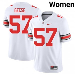 Buckeyes Ian Gecse #57 White Women University Jersey | Pro-Grade Stitched Football Uniform 86172654