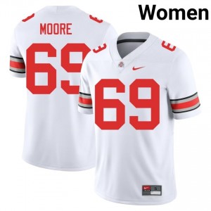 Buckeyes Ian Moore #69 White Women College Jersey | Genuine Embroidery Football Uniform 72438884