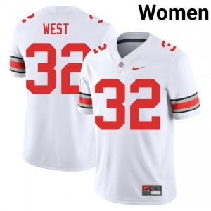 Buckeyes Isaiah West #32 White Women High School Jersey | Authentic Embroidery Football Uniform 93194519